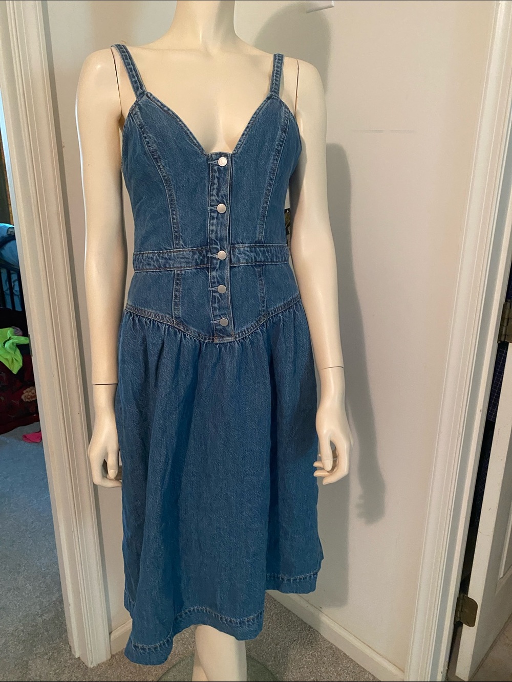 Universal Thread Indigo Denim Button-Front Midi Dress